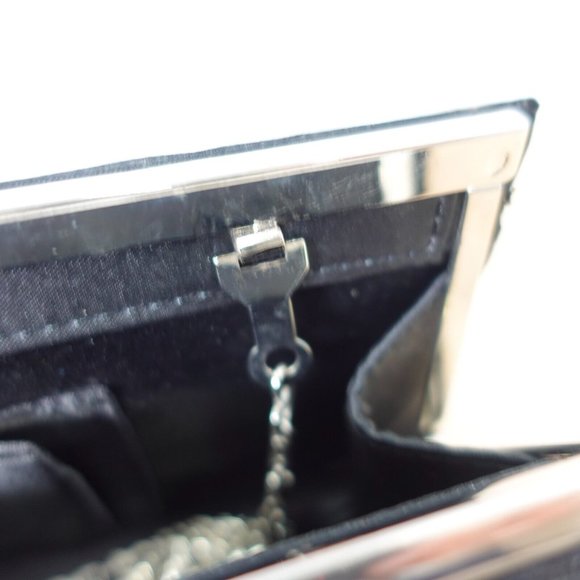 Black Clutch Evening Envelope Purse Bedazzled Gatsby Party Crystal Studded Small - Picture 11 of 13